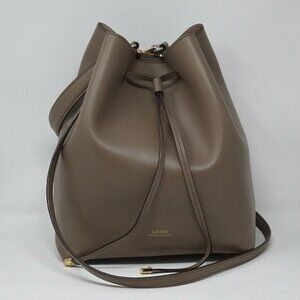 Women's Ralph Lauren Taupe Genuine Leather Drawstring Bucket Handbag